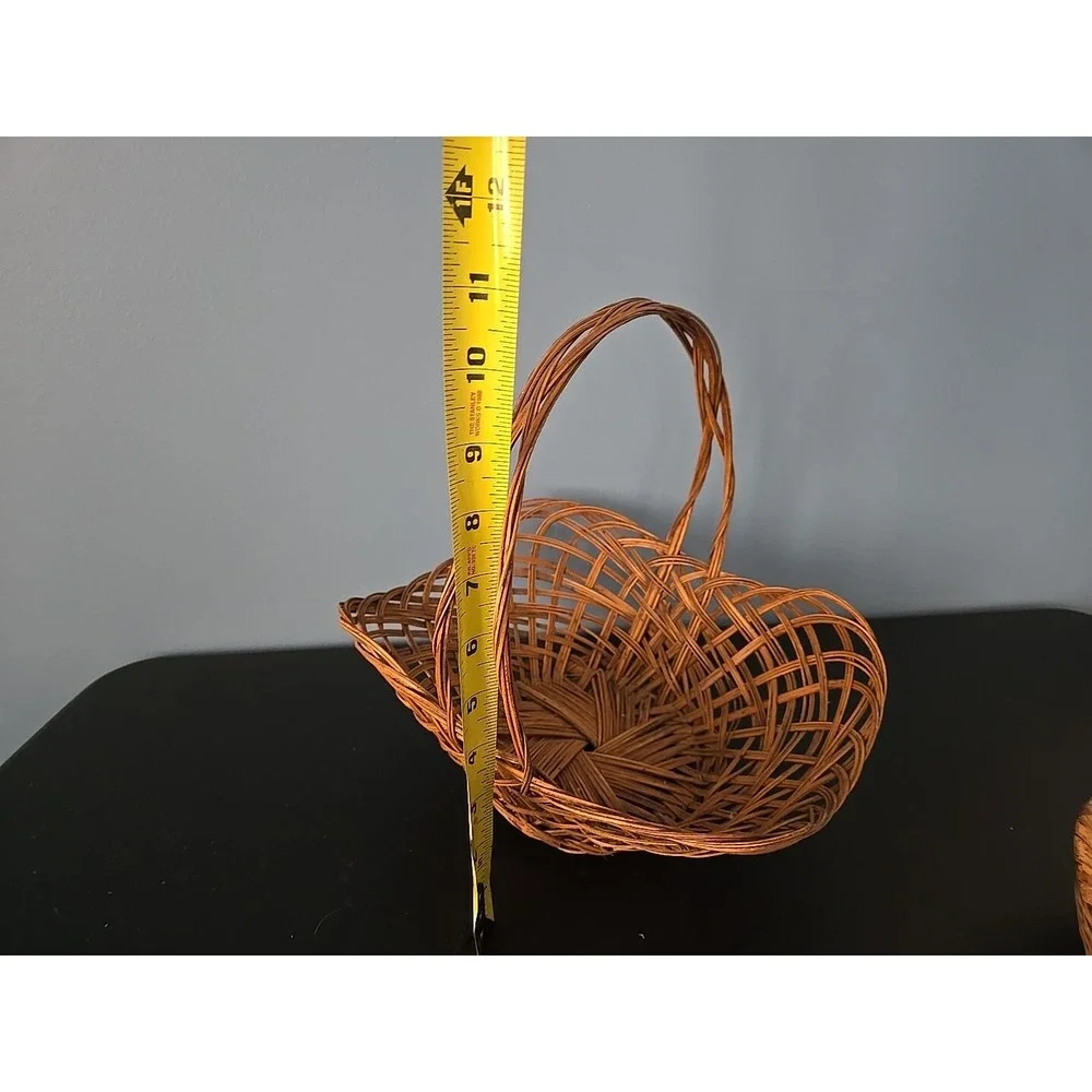 Wicker Basket Decor - Set Of 4 Eclectic Boho Farmhouse 3Woven‎ Baskets 1 Wreath